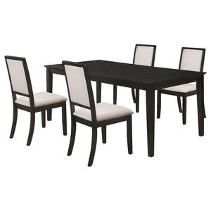Louise 5-piece Rectangular Extension Leaf Dining Set Black