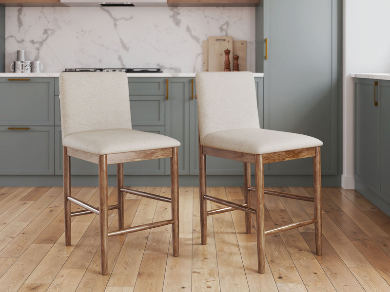 Isanti - Upholstered Barstool (Set of 2) - Light Brown - R&R Furniture Gallery (Fountain Valley, CA)