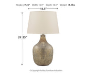 Mari - Glass Table Lamp  - Gray / Gold Finish - R&R Furniture Gallery (Fountain Valley, CA)
