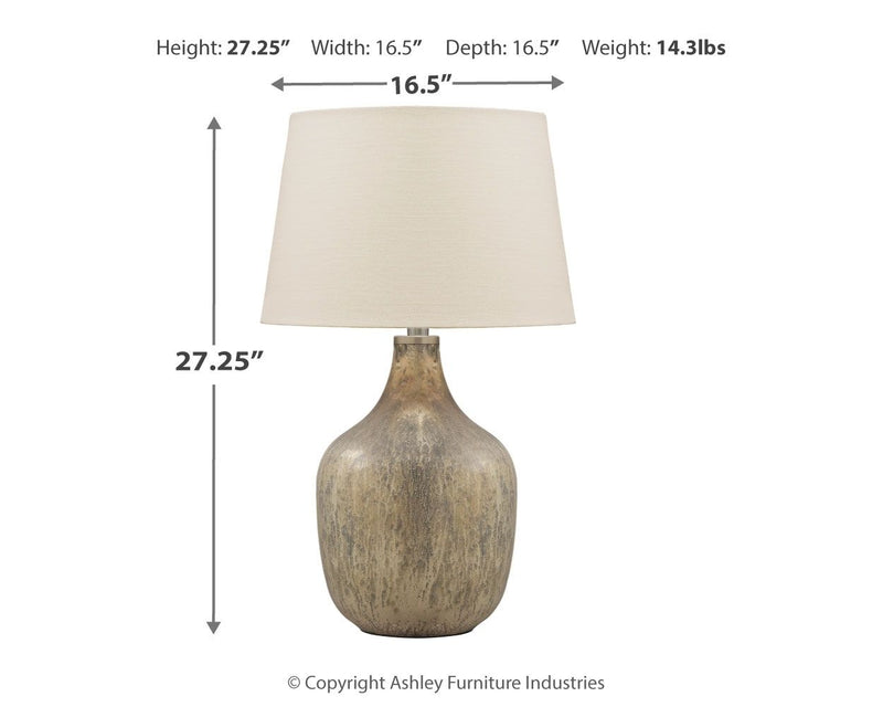 Mari - Glass Table Lamp  - Gray / Gold Finish - R&R Furniture Gallery (Fountain Valley, CA)
