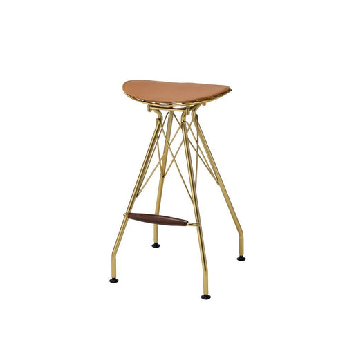 Dragea - Bar Stool (Set of 2) - Whiskey Synthetic Leather & Gold - R&R Furniture Gallery (Fountain Valley, CA)