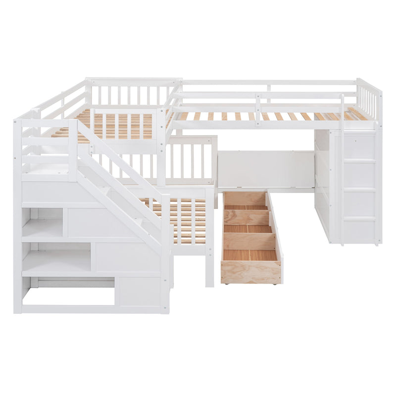 L Shaped Bunk Bed With 3 Drawers, Portable Desk And Wardrobe - R&R Furniture Gallery (Fountain Valley, CA)