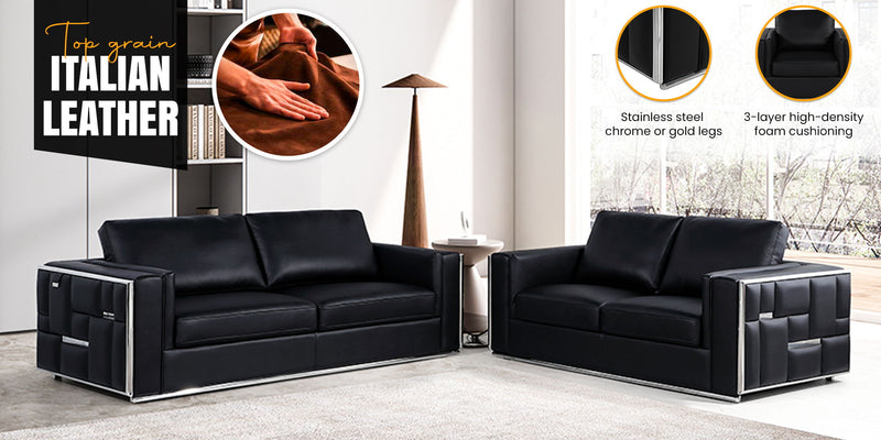 1130 - Top Grain Italian Leather Living Room Set - R&R Furniture Gallery (Fountain Valley, CA)