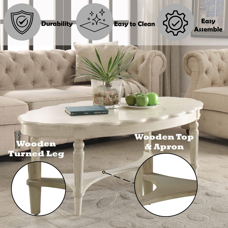 Fordon - Coffee Table - French Antique White - R&R Furniture Gallery (Fountain Valley, CA)