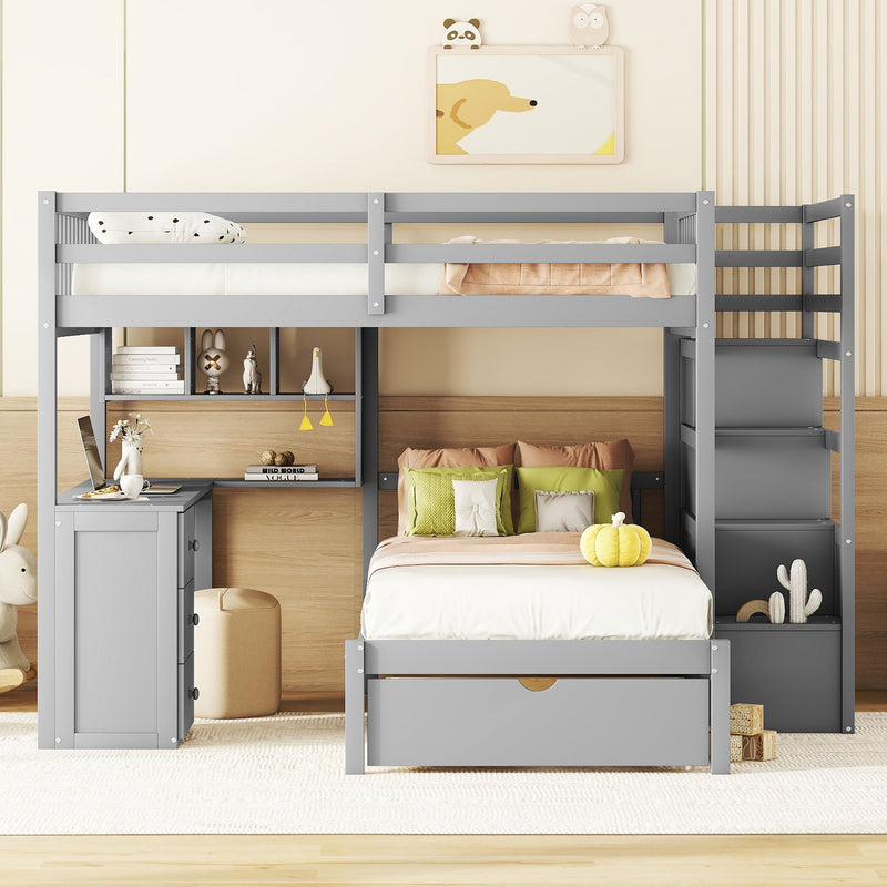 Bunk Bed With Desk, Drawers And Shelves - R&R Furniture Gallery (Fountain Valley, CA)