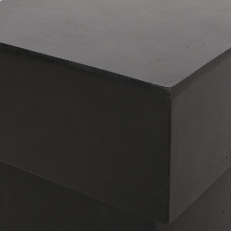 Black outdoor side table from Noble House, patio end table with a sleek design, perfect for outdoor seating areas.
