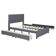 Upholstered Platform Bed With Drawers, Classic Headboard Design - R&R Furniture Gallery (Fountain Valley, CA)