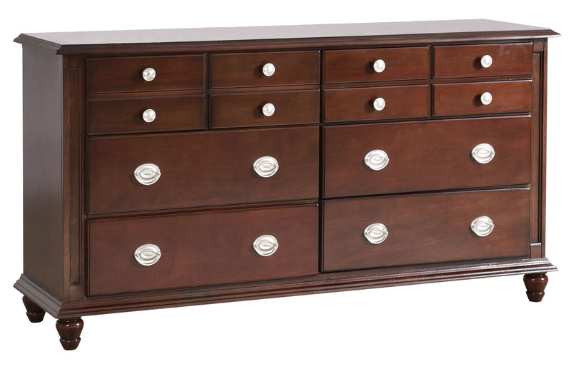 Elegant traditional dresser by Glory Furniture featuring crafted wood finish and classic design with multiple storage drawers.