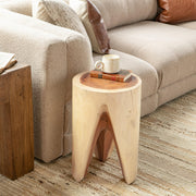 Classic Home Vela accent table with a sleek round top and modern design, perfect for living room or bedroom decor.