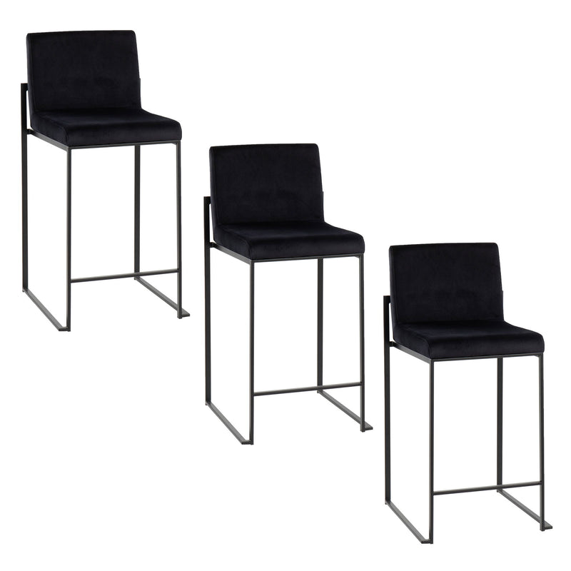 Lumi Source Fuji contemporary modern high back counter stool with sleek design and wooden legs, ideal for modern kitchen or bar area