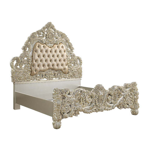 Sorina - Eastern King Bed - Synthetic Leather & Antique Gold - R&R Furniture Gallery (Fountain Valley, CA)