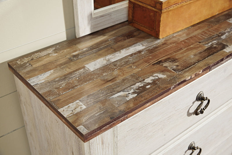 Willowton - Five Drawer Chest - Brown / Beige / White - R&R Furniture Gallery (Fountain Valley, CA)