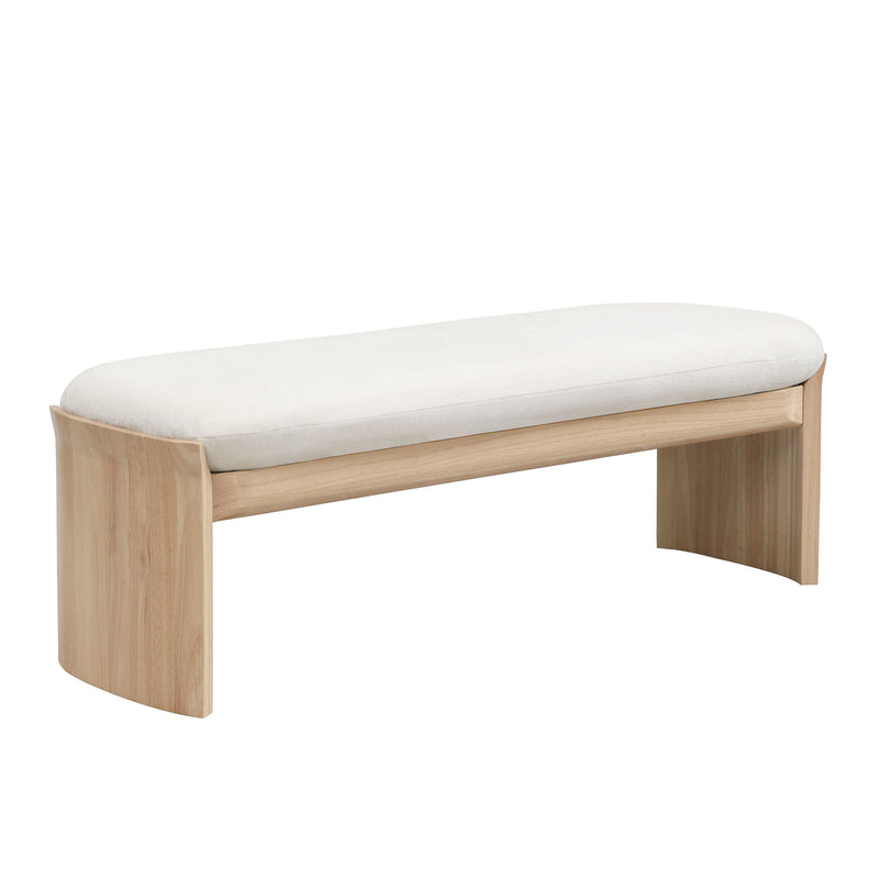 Footstool With Soft Cushion For Living Room - Beige / Natural - R&R Furniture Gallery (Fountain Valley, CA)