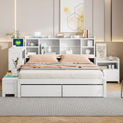 Platform Bed With Multi Functional Storage Space, Nightstand, 2 Drawers, USB Ports And Desk - R&R Furniture Gallery (Fountain Valley, CA)