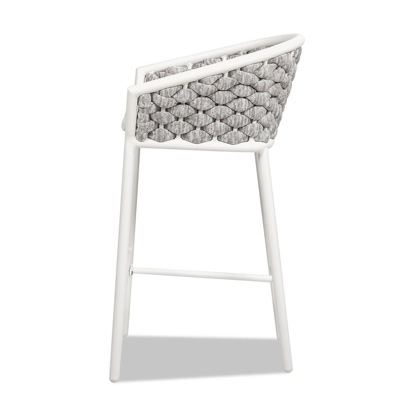 Rowan - Rope Barrel Low Back Patio Counter Stool (Set of 2) - Optic White - R&R Furniture Gallery (Fountain Valley, CA)