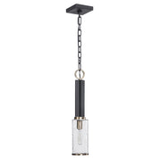Uttermost Jarsdel black 1-light industrial mini pendant light hanging from ceiling with sleek black finish