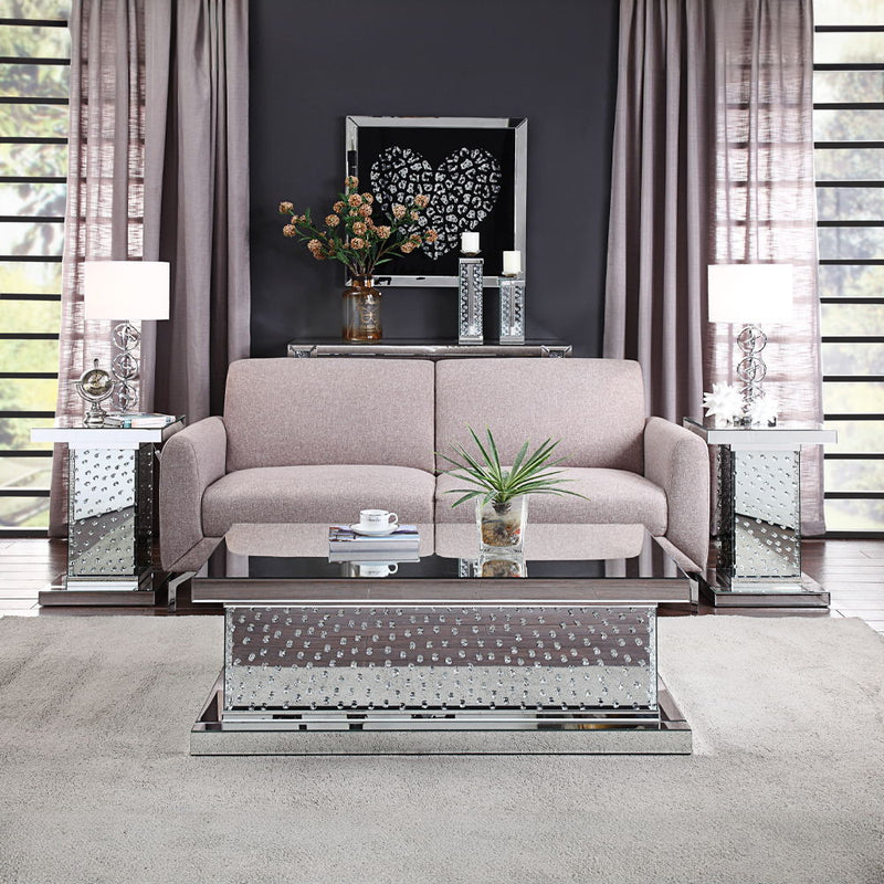 Nysa - 26" End Table - Mirrored & Faux Crystals - R&R Furniture Gallery (Fountain Valley, CA)