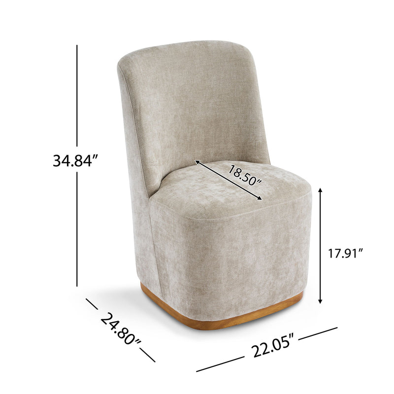 Set of two Noble House indoor upholstered dining chairs with cushioned seats and fabric upholstery for comfortable dining.