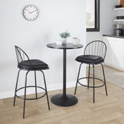 Set of two Lumi Source Riley Claire farmhouse counter stools with swivel, fixed height, and round footrests.
