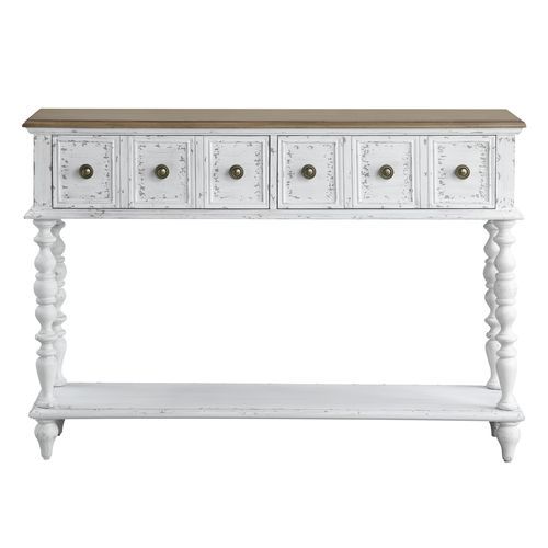 Bence - Console Table - Dark Charcoal & Antique White - R&R Furniture Gallery (Fountain Valley, CA)