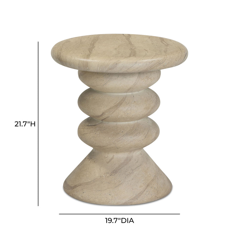Hyre - Indoor / Outdoor Concrete Side Table - Faux Travertine - R&R Furniture Gallery (Fountain Valley, CA)