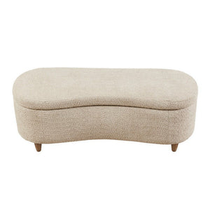 JLA Bailey flip top storage bench in taupe with cushioned seat and spacious interior for storage and seating.