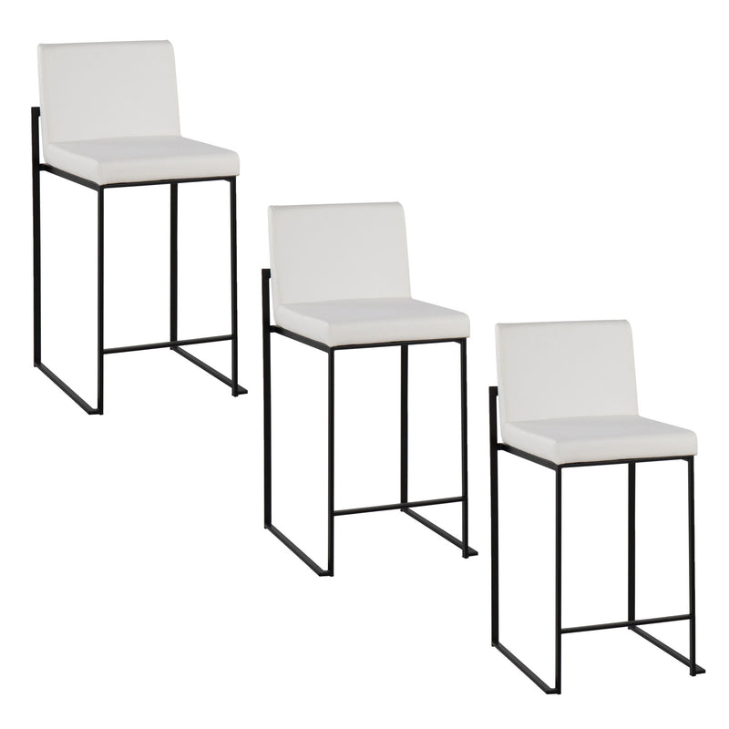 Lumi Source Fuji modern high back counter stool with sleek design and wooden legs, perfect for contemporary dining or bar areas.