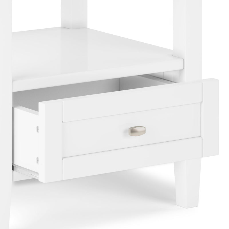 Handcrafted Warm Shaker coffee table by Simpli-Home featuring a natural wood finish and sturdy design.