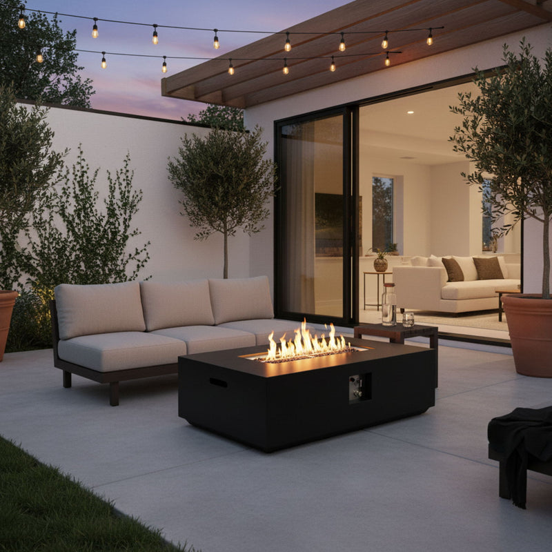 Propane / Natural Gas Fire Pit Table, 50,000 BTU - Charcoal - R&R Furniture Gallery (Fountain Valley, CA)