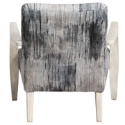 Gray watercolor-style chenille accent chair by Uttermost, featuring plush fabric and a modern design ideal for living rooms or bedrooms.