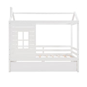 Twin Size Classic House Bed With Twin Size Trundle - White - R&R Furniture Gallery (Fountain Valley, CA)