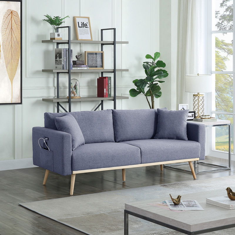 Easton - Fabric Sofa With USB Charging Ports Pockets And Pillows - R&R Furniture Gallery (Fountain Valley, CA)