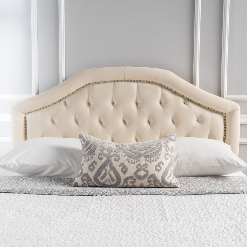 Queen & Full Size Headboard With Diamond Tufting And Nailhead Trim - Beige - R&R Furniture Gallery (Fountain Valley, CA)
