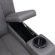 Leuco - Power Motion Recliner With Cup Holder, Control, LED & Power Headrest - Gray - R&R Furniture Gallery (Fountain Valley, CA)