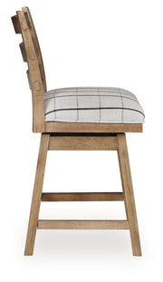 Ridgester - Upholstered Swivel Barstool (Set of 2) - Light Brown - R&R Furniture Gallery (Fountain Valley, CA)