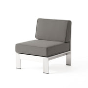 Outdoor Aluminum Armless Chair With Cushion - Silver - R&R Furniture Gallery (Fountain Valley, CA)