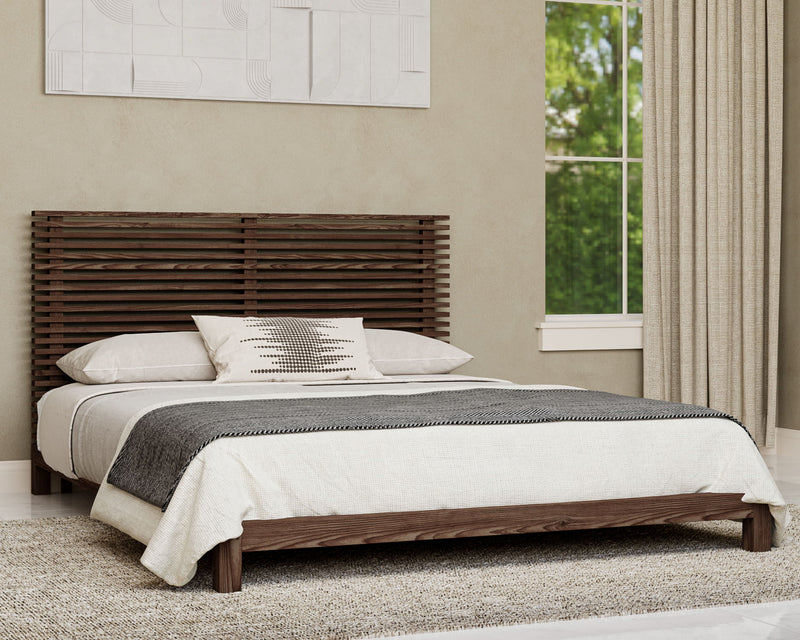 Tanner King-size Solid Ash Platform Bed in Roux