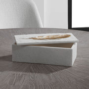 White stone box from Uttermost Nephele collection, decorative basket with smooth surface and modern design.