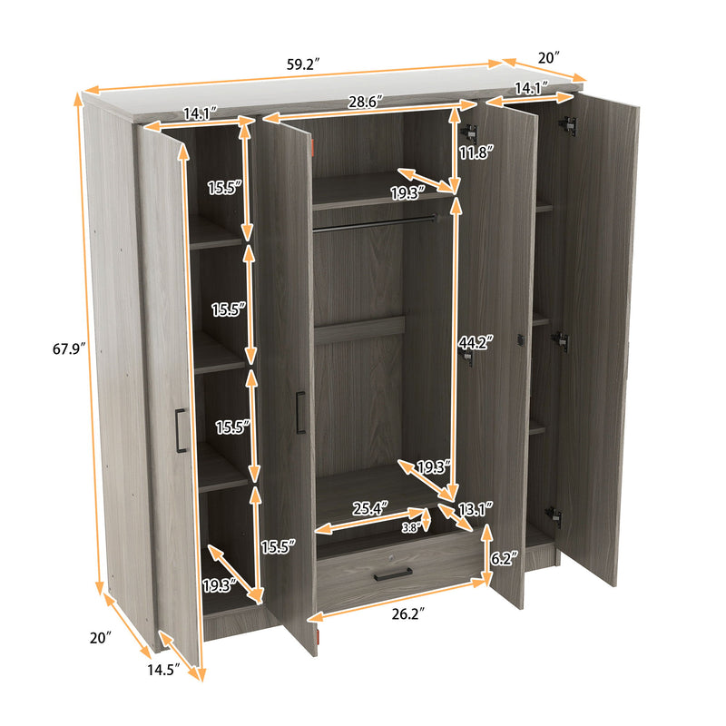 4 Door Wardrobe With 1 Drawer - R&R Furniture Gallery (Fountain Valley, CA)