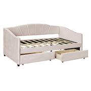 Upholstered Daybed With Two Drawers And Wood Slat - R&R Furniture Gallery (Fountain Valley, CA)