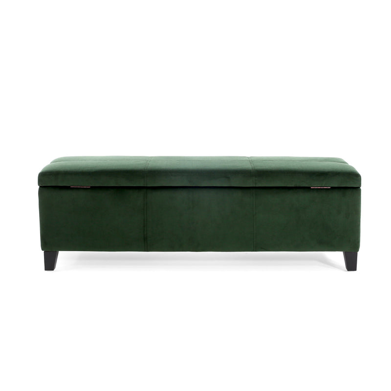 Noble House upholstered storage ottoman bench with cushioned top and fabric finish, ideal for living room or bedroom seating and storage.