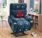 Refined Comfort dual Okin motor lift recliner chair for elderly, featuring infinite position, lay flat 180E, heat, and massage functions.