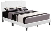 Button tufted upholstered bed by Glory Furniture featuring a cozy, elegant design with plush fabric and stylish tufted details.