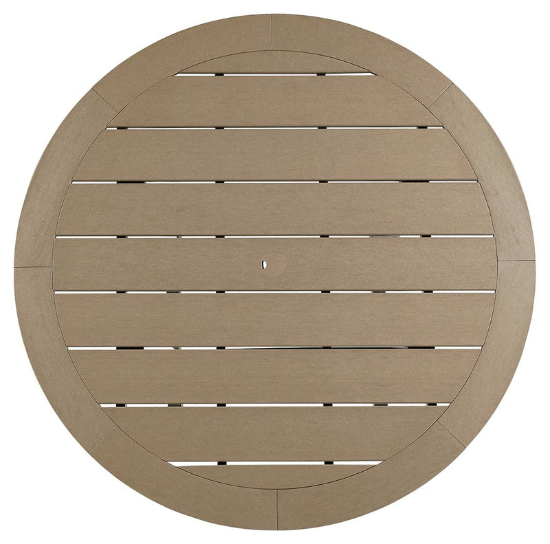 Fairen Trail - Round Bar Table w/Umb OPT - Black / Driftwood - R&R Furniture Gallery (Fountain Valley, CA)
