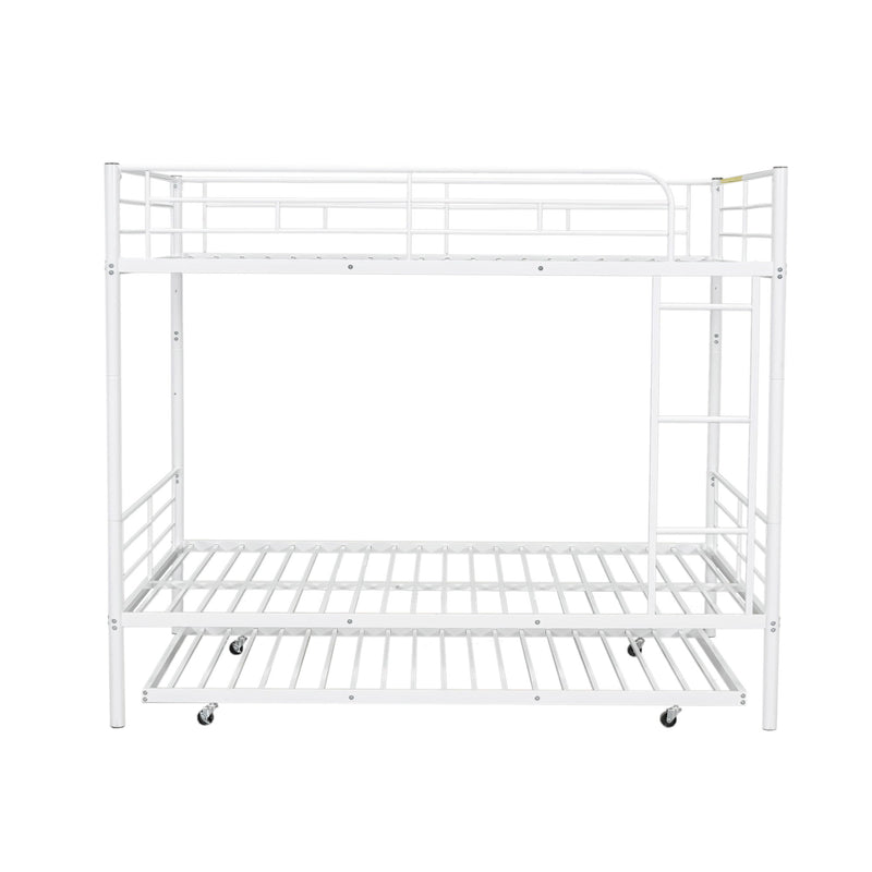 DreamHaus steel construction bunk bed with sturdy frame and ladder, ideal for space-saving sleeping solutions in children's or guest rooms.