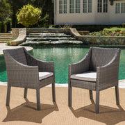 Outdoor Rattan Dining Chair With Straight Legs And Sloped Arms (Sey of 2) - R&R Furniture Gallery (Fountain Valley, CA)