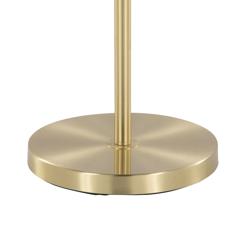 Contemporary Lumi Source Tier floor lamp with sleek metal stand and layered circular shade in a modern living space.