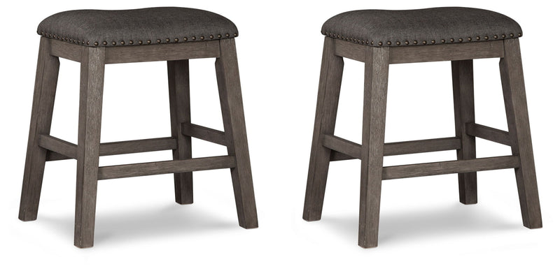 Caitbrook - Upholstered Stool (Set of 2) - Gray - R&R Furniture Gallery (Fountain Valley, CA)