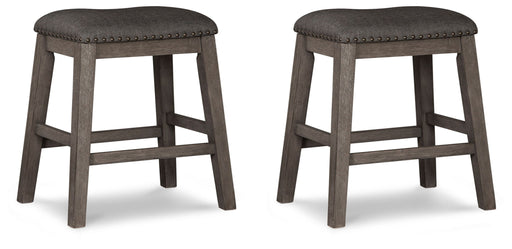 Caitbrook - Upholstered Stool (Set of 2) - Gray - R&R Furniture Gallery (Fountain Valley, CA)