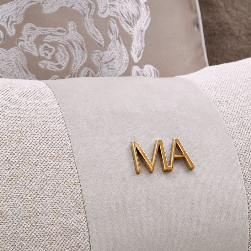 Camellia Field - Asymmetrical Velvet Sofa - Beige / Dark Brown - R&R Furniture Gallery (Fountain Valley, CA)